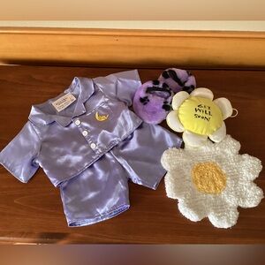 Build-A-Bear Purple Pajama Set with Flower Accessories